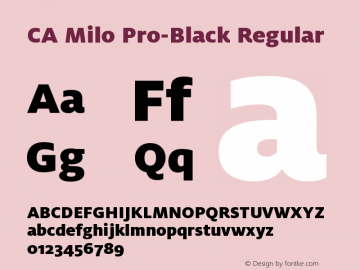 CA Milo Pro-Black Regular Version 1.000 Font Sample