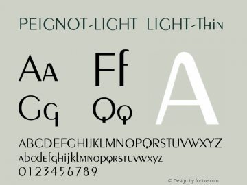 PEIGNOT-LIGHT LIGHT-Thin Version 001.000 Font Sample