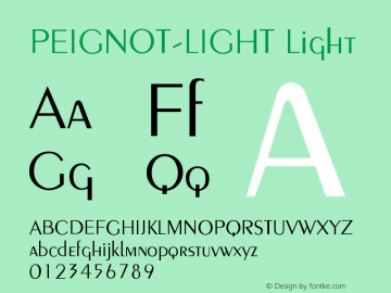 PEIGNOT-LIGHT Light Version 001.003 Font Sample
