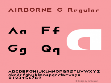 AIRBORNE G Regular Version 1.00 September 28, 2006, initial release Font Sample