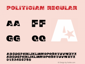 Politician Regular Macromedia Fontographer 4.1 5/30/96 Font Sample