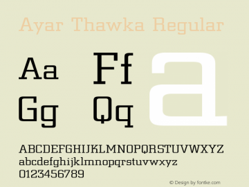 Ayar Thawka Regular Version 1.01x Font Sample