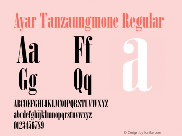 Ayar Tanzaungmone Regular Version 1.51 Font Sample