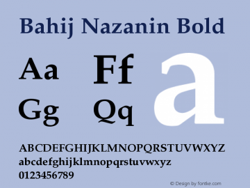 Bahij Nazanin Bold Version 1.00 November 8, 2012, initial release图片样张