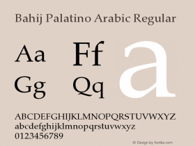 Bahij Palatino Arabic Regular Version 1.00 November 15, 2012, initial release图片样张