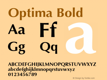 Optima Bold 1.0d19 Font Sample