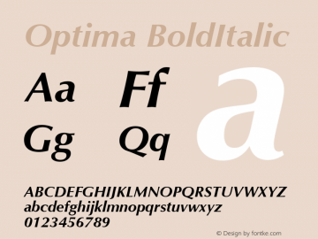 Optima BoldItalic Macromedia Fontographer 4.1 05/05/99图片样张