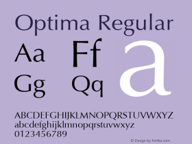 Optima Regular Converter: Windows Type 1 Installer V1.0d.￿Font: V1.11 Font Sample