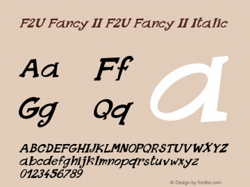 F2U Fancy II F2U Fancy II Italic Version 1.00 Font Sample