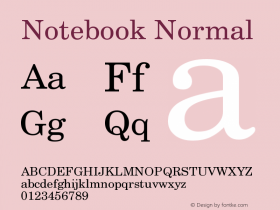 Notebook Normal Version 001.000 Font Sample