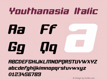 Youthanasia Italic Version 001.000 Font Sample