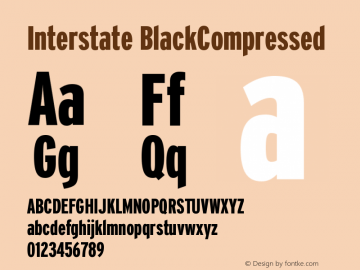 Interstate BlackCompressed Version 001.000 Font Sample
