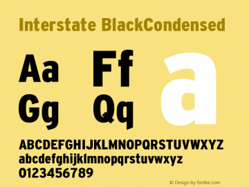 Interstate BlackCondensed Version 001.000 Font Sample