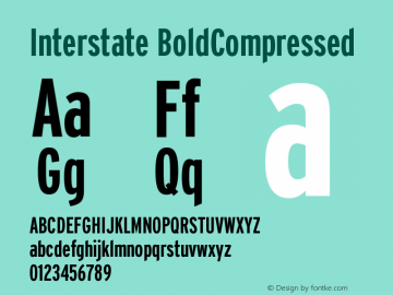 Interstate BoldCompressed Version 001.000 Font Sample
