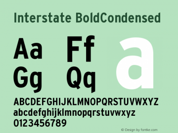 Interstate BoldCondensed Version 001.000 Font Sample
