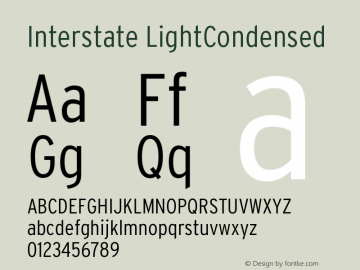 Interstate LightCondensed Version 001.000 Font Sample