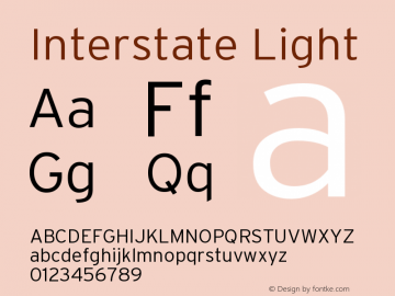 Interstate Light Version 001.000 Font Sample