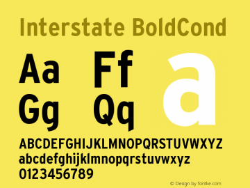 Interstate BoldCond Version 001.000 Font Sample