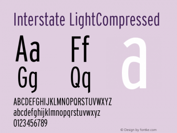 Interstate LightCompressed Version 001.000 Font Sample
