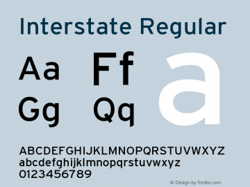 Interstate Regular Version 001.001 Font Sample