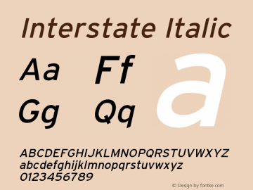 Interstate Italic Version 001.001 Font Sample