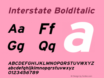 Interstate BoldItalic Version 001.001 Font Sample