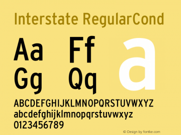 Interstate RegularCond Version 001.000 Font Sample