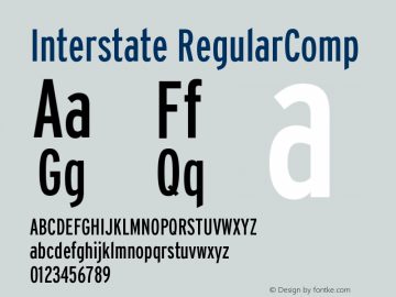 Interstate RegularComp Version 001.000 Font Sample
