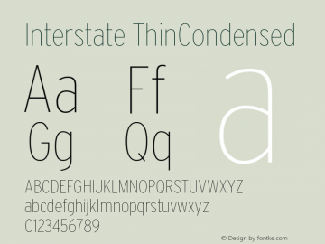 Interstate ThinCondensed Version 001.000 Font Sample
