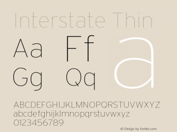 Interstate Thin Version 001.000 Font Sample