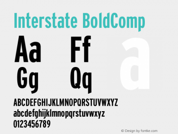 Interstate BoldComp Version 001.000 Font Sample