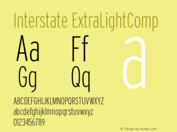 Interstate ExtraLightComp Version 001.000 Font Sample