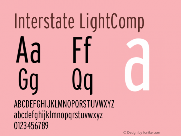 Interstate LightComp Version 001.000 Font Sample