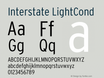 Interstate LightCond Version 001.000 Font Sample