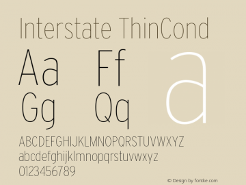 Interstate ThinCond Version 001.000 Font Sample
