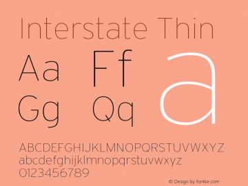 Interstate Thin Version 001.000 Font Sample