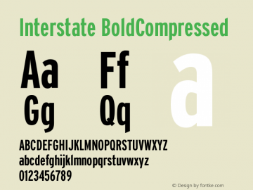 Interstate BoldCompressed Version 001.000 Font Sample