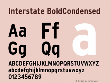 Interstate BoldCondensed Version 001.000 Font Sample