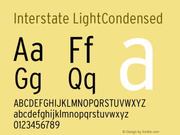 Interstate LightCondensed Version 001.000 Font Sample