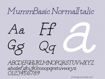 MummBasic NormalItalic Macromedia Fontographer 4.1.5 11/8/2000图片样张
