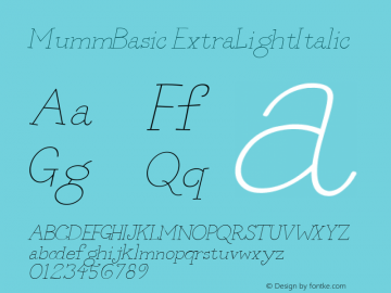 MummBasic ExtraLightItalic Macromedia Fontographer 4.1.5 11/8/2000图片样张