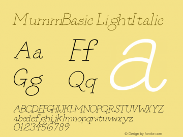 MummBasic LightItalic Macromedia Fontographer 4.1.5 9/13/04图片样张