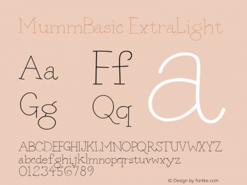MummBasic ExtraLight Macromedia Fontographer 4.1.5 11/8/2000图片样张