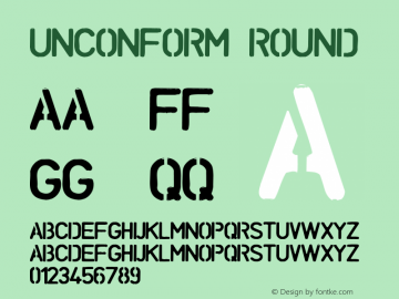 UNCONFORM ROUND Macromedia Fontographer 4.1.5 18/3/01 Font Sample