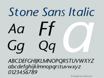 Stone Sans Italic Altsys Fontographer 3.5  11/25/92图片样张