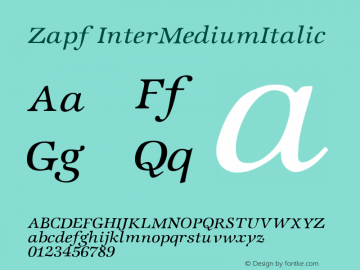 Zapf InterMediumItalic Version 001.000图片样张