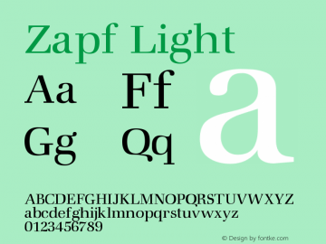 Zapf Light Version 001.000 Font Sample