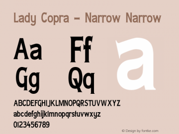 Lady Copra - Narrow Narrow Version 001.000 Font Sample