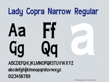 Lady Copra Narrow Regular 1.0 Font Sample