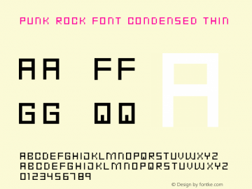 Punk Rock Font Condensed Thin 2001; 1.0, hellish release Font Sample